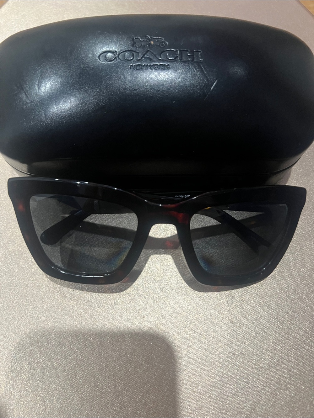 Coach Black and Tortoise Square-Frame Sunglasses